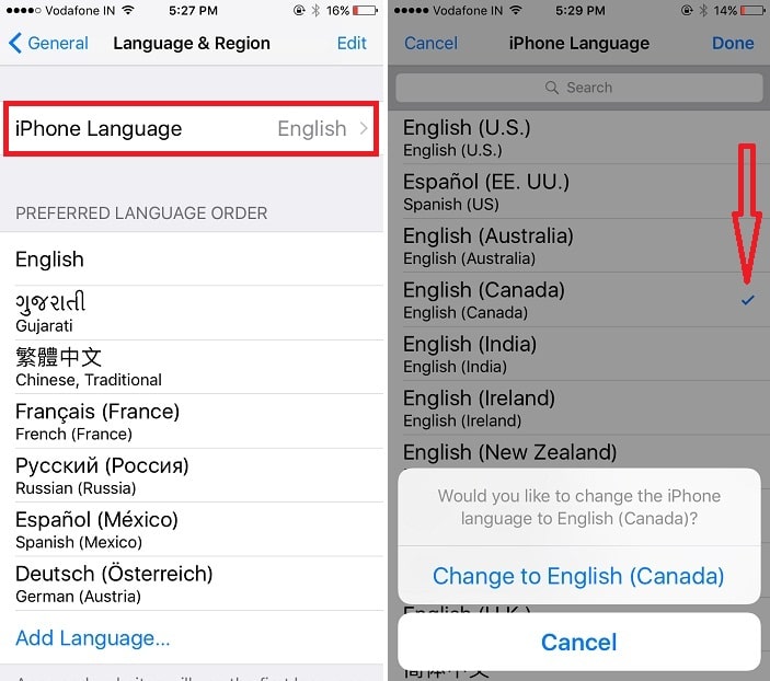 2 Filter different language on iPhone