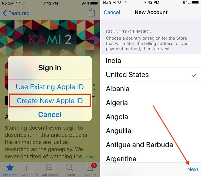 2 Start sign up for create new apple ID
