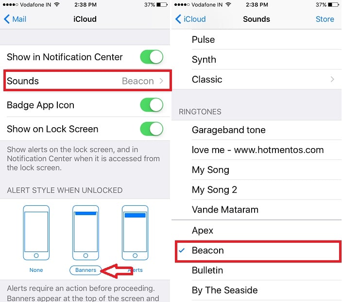 4 Change Mail app sound use other alert