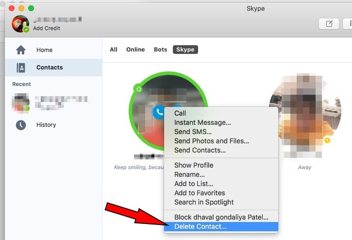 4 Delete or Block Skype contacts on Mac