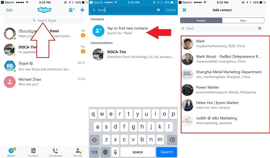 5 Add new skype contact on iPhone and iPad