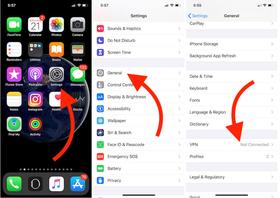 Turn off VPN on iPhone settings