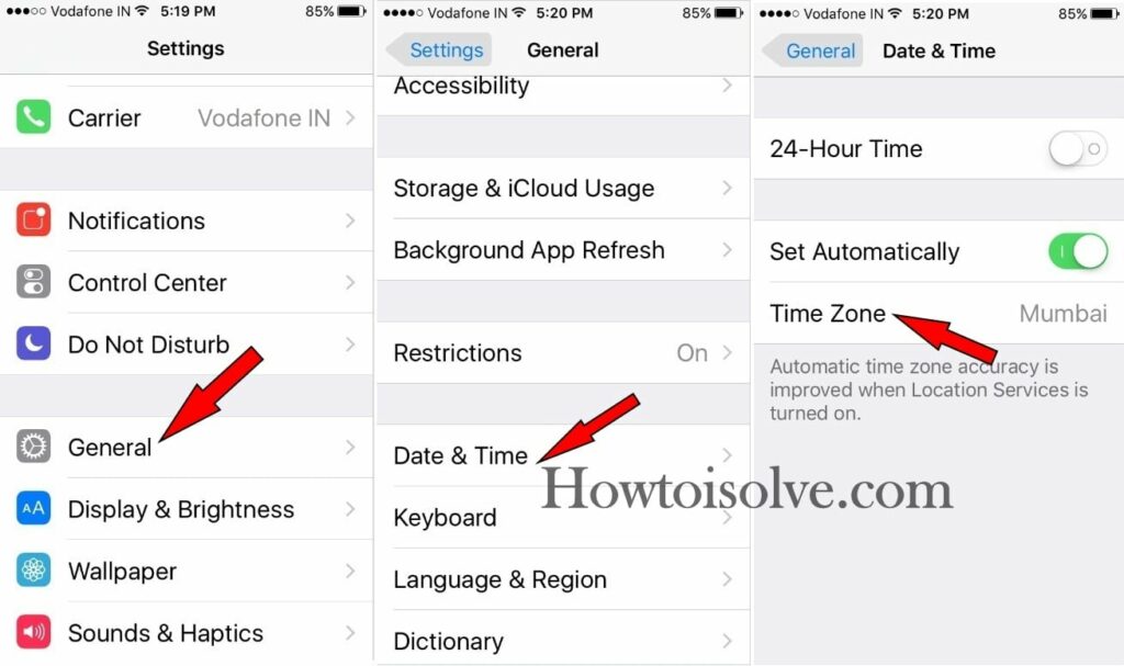 Change Time Zone on iPhone , iPad