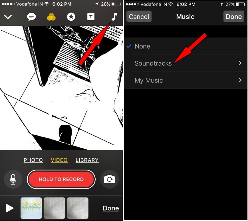 Add sound Music Track in Apple Clips Videos