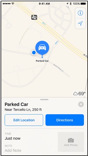 2 remove parked car pin from Map on iPhone and iPad