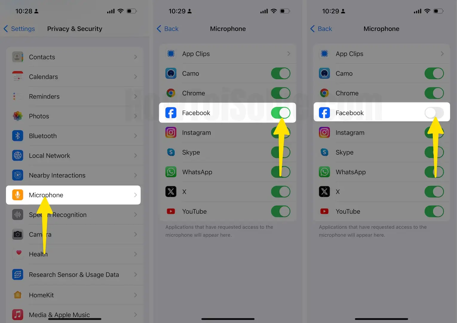 Click on Microphone Tap on Facebook to Disable on iPhone