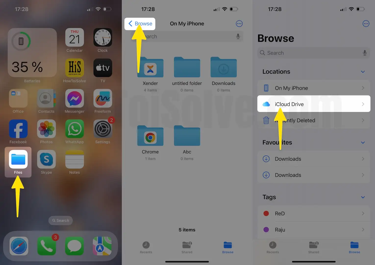 Go to the files tap on browse then select iCloud drive on iPhone