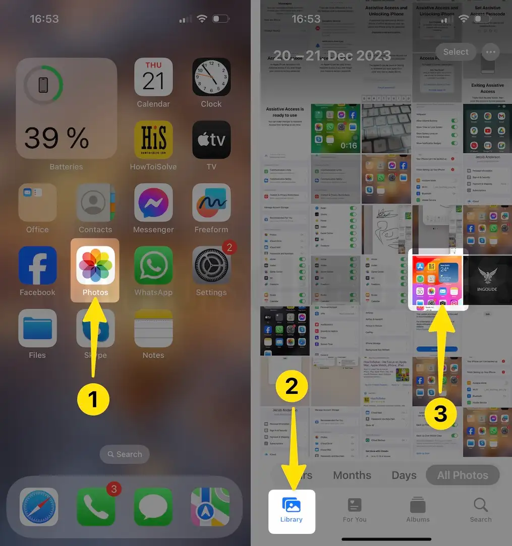 Launch the photos tap on library select any one photo on iPhone