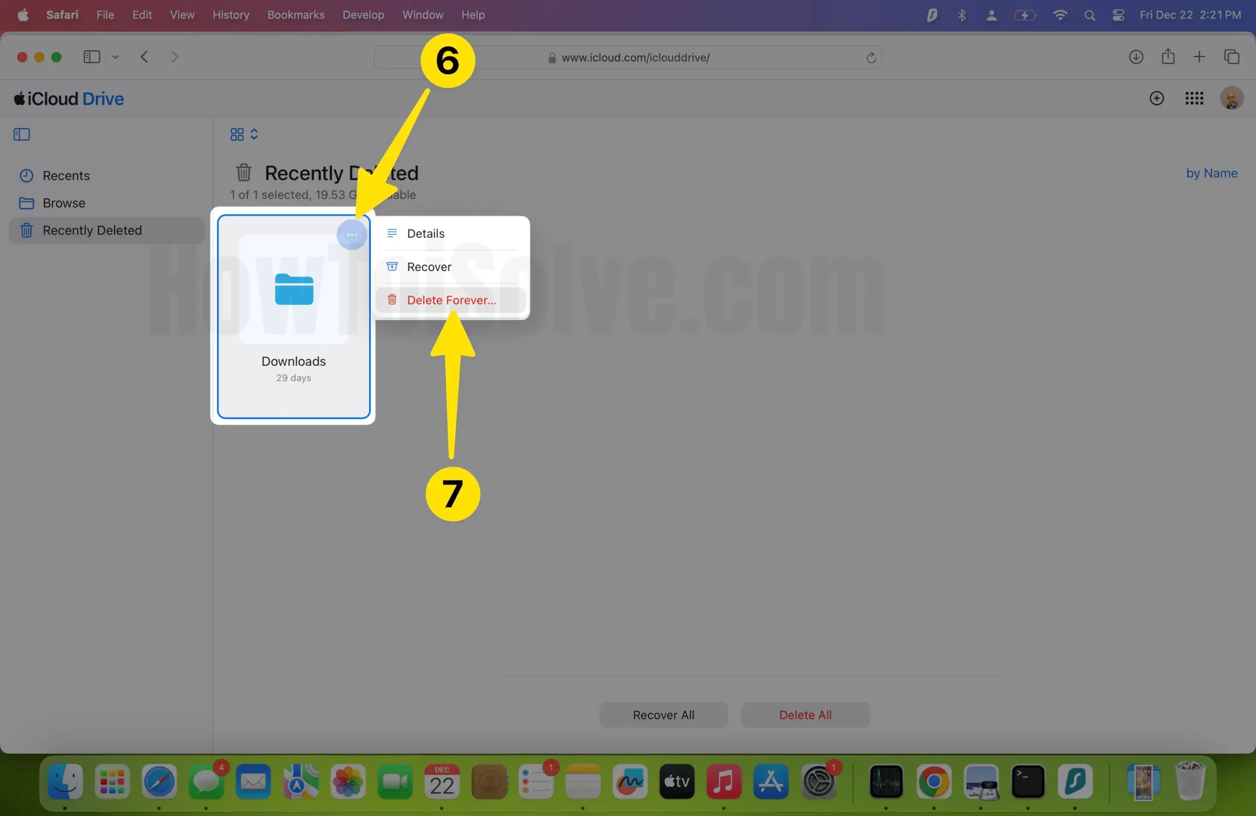 Click three icon choose the delete forever on mac