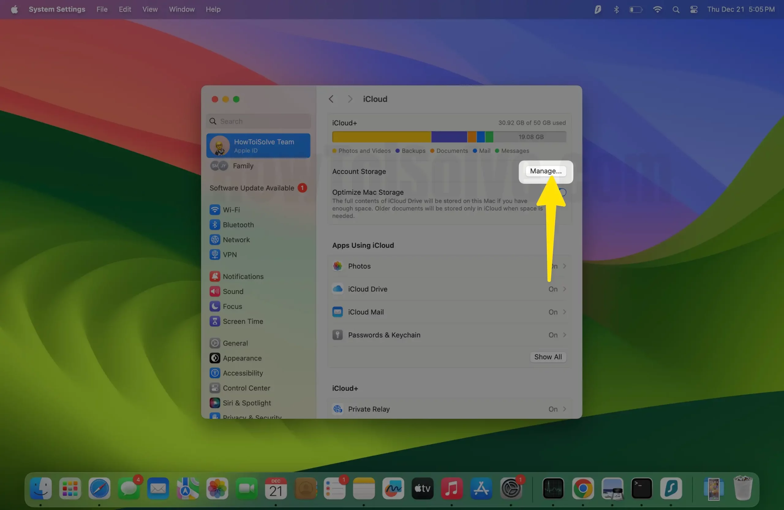 Click on manage... on mac