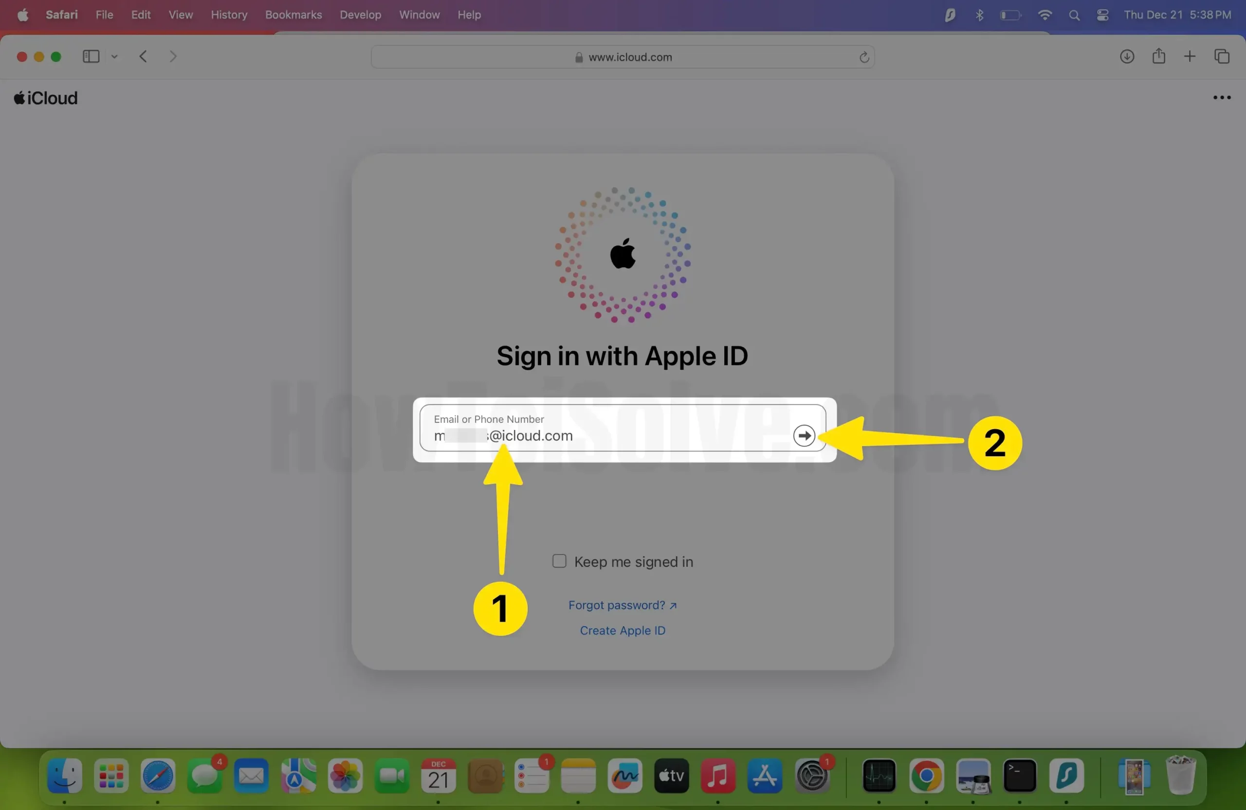 Enter email or phone number next on mac