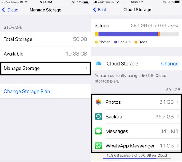 4 Управление резервным копированием и другими данными в iCloud в iOS 11