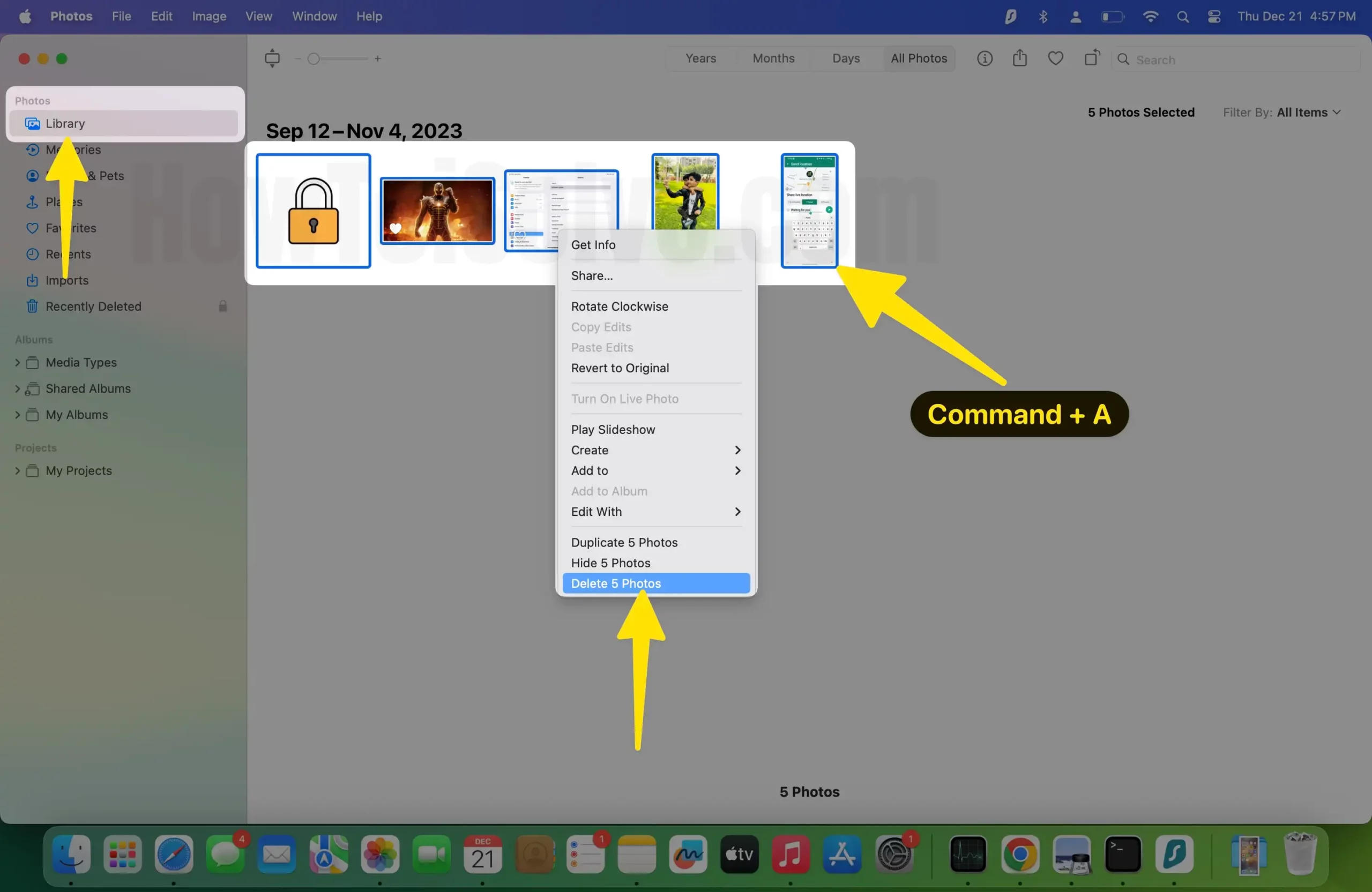 Launch the photos tap on library then select all photos tap delete photos on iPhone