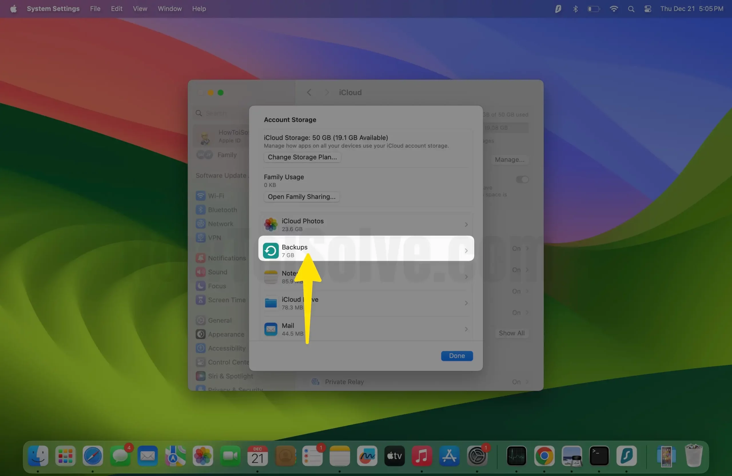 Select backups on iPhone