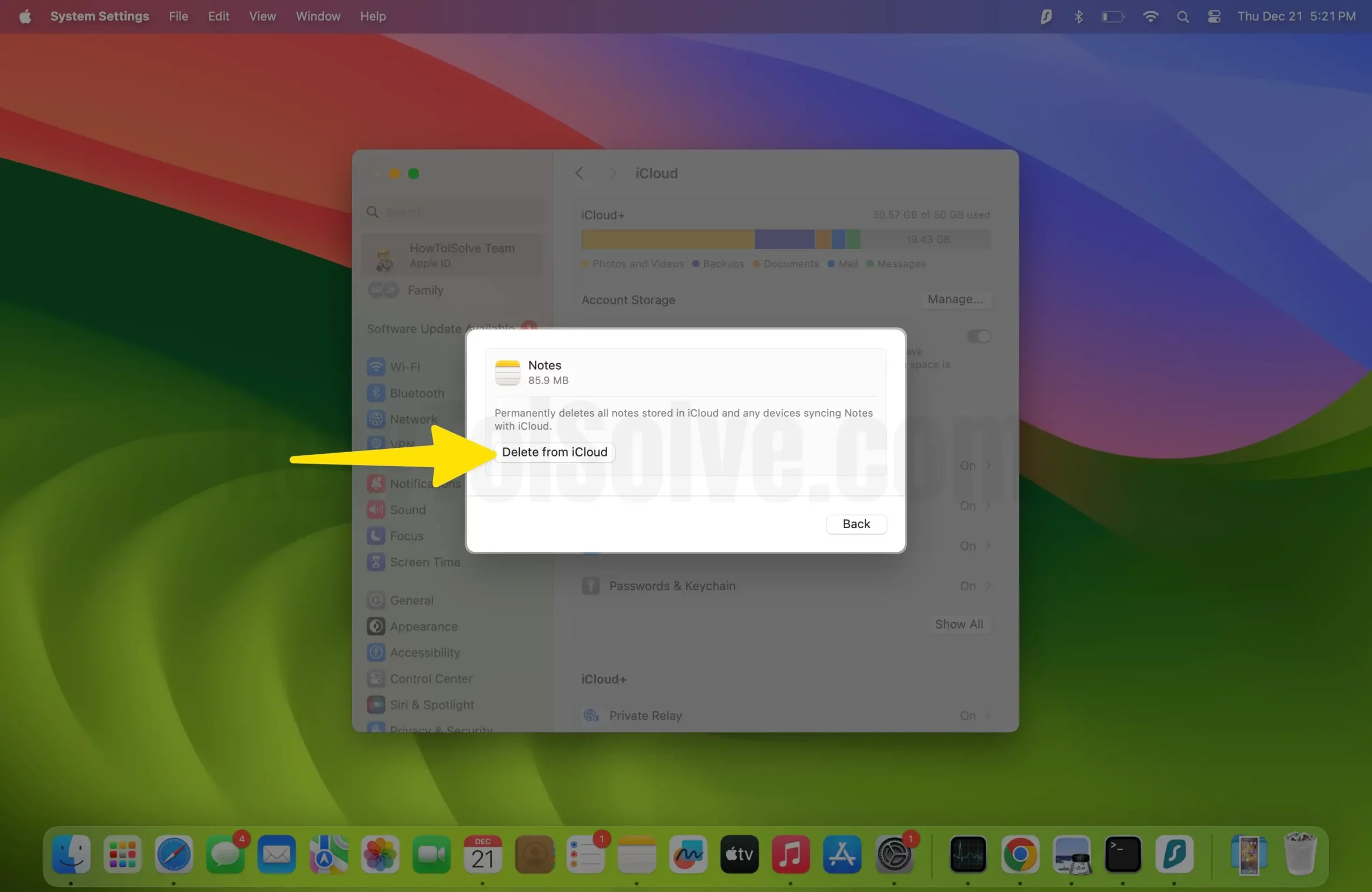 Click delete from iCloud on mac