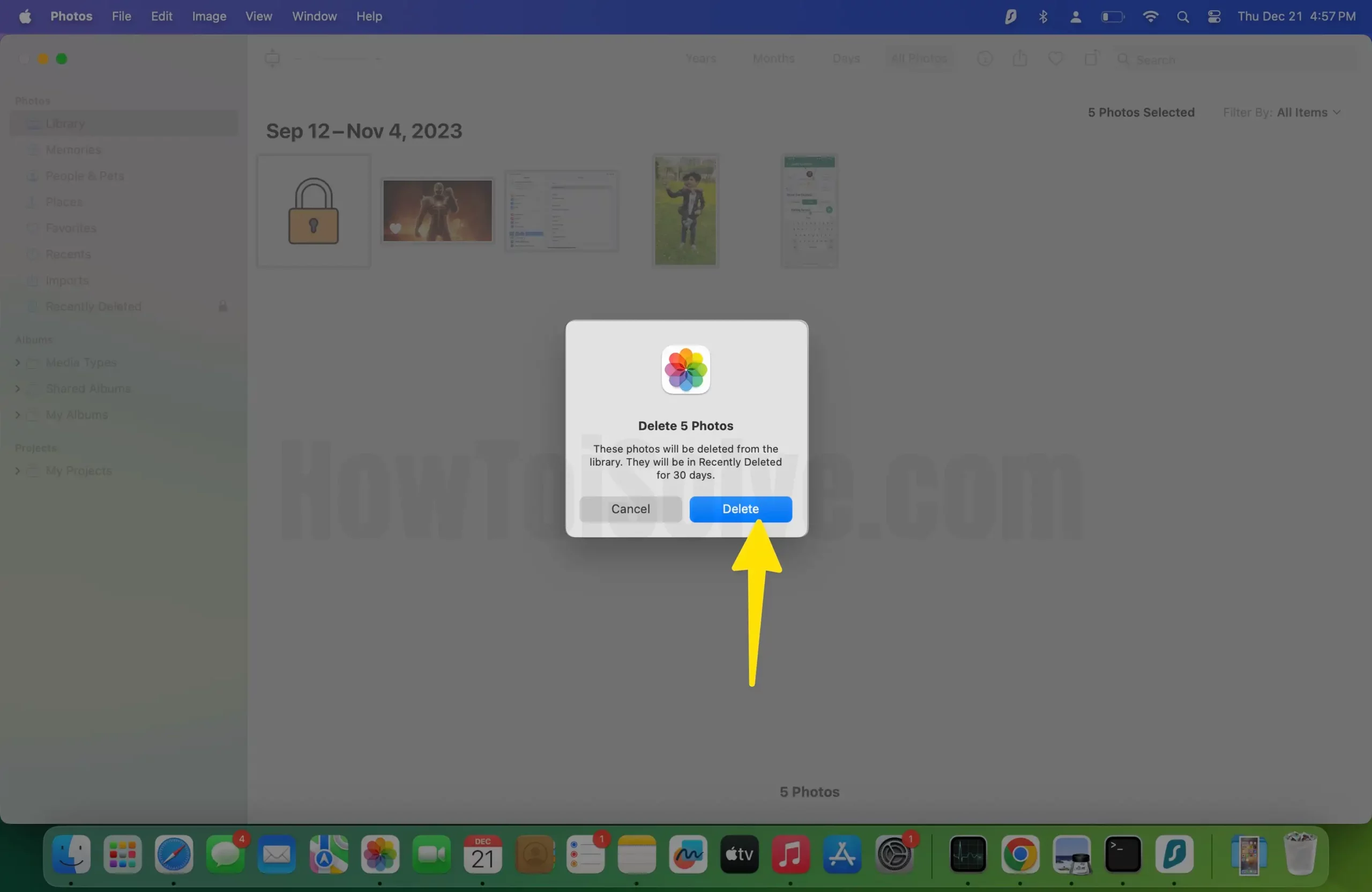 Select delete photos on iPhone