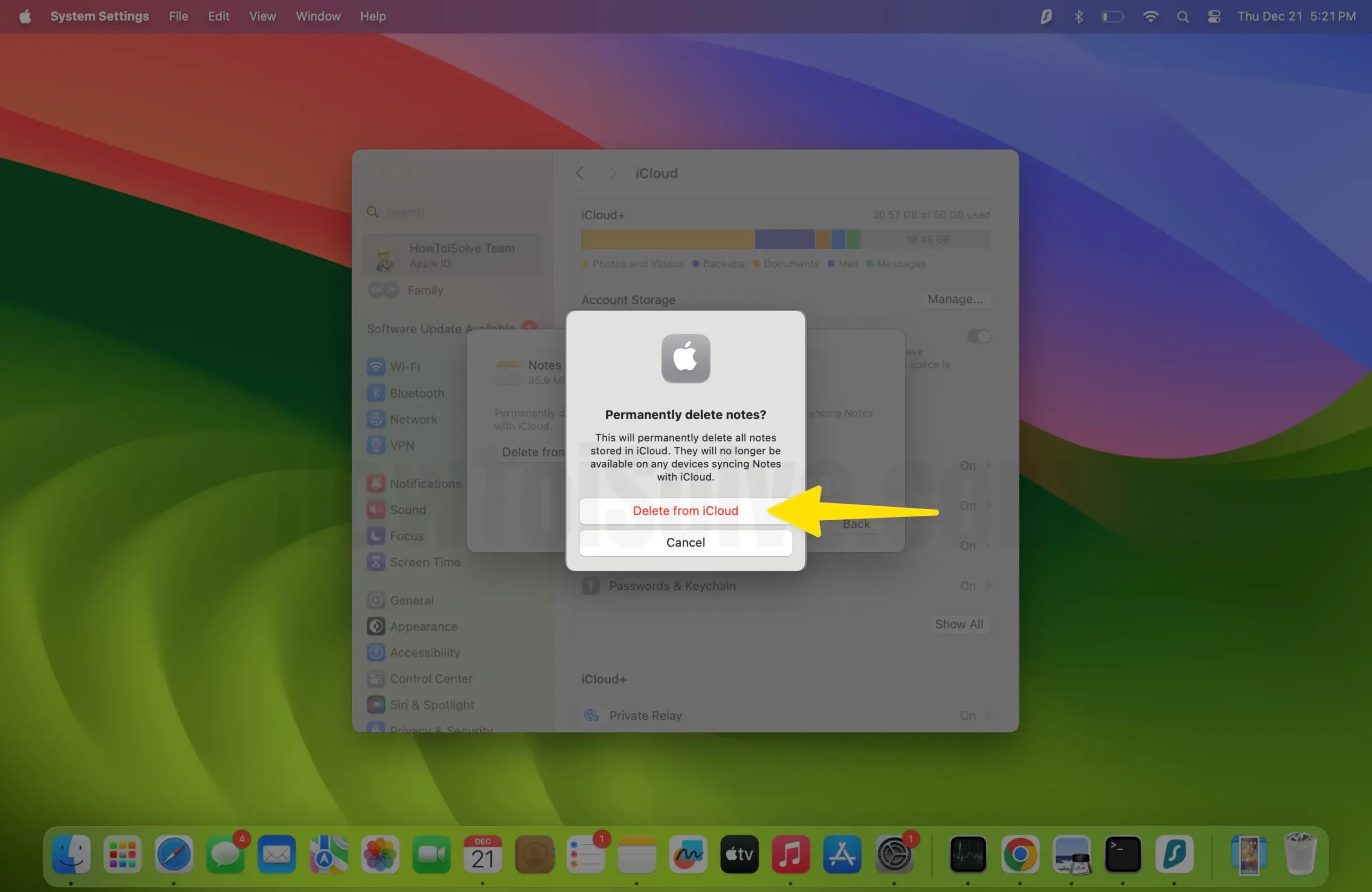 Choose the delete from iCloud on mac