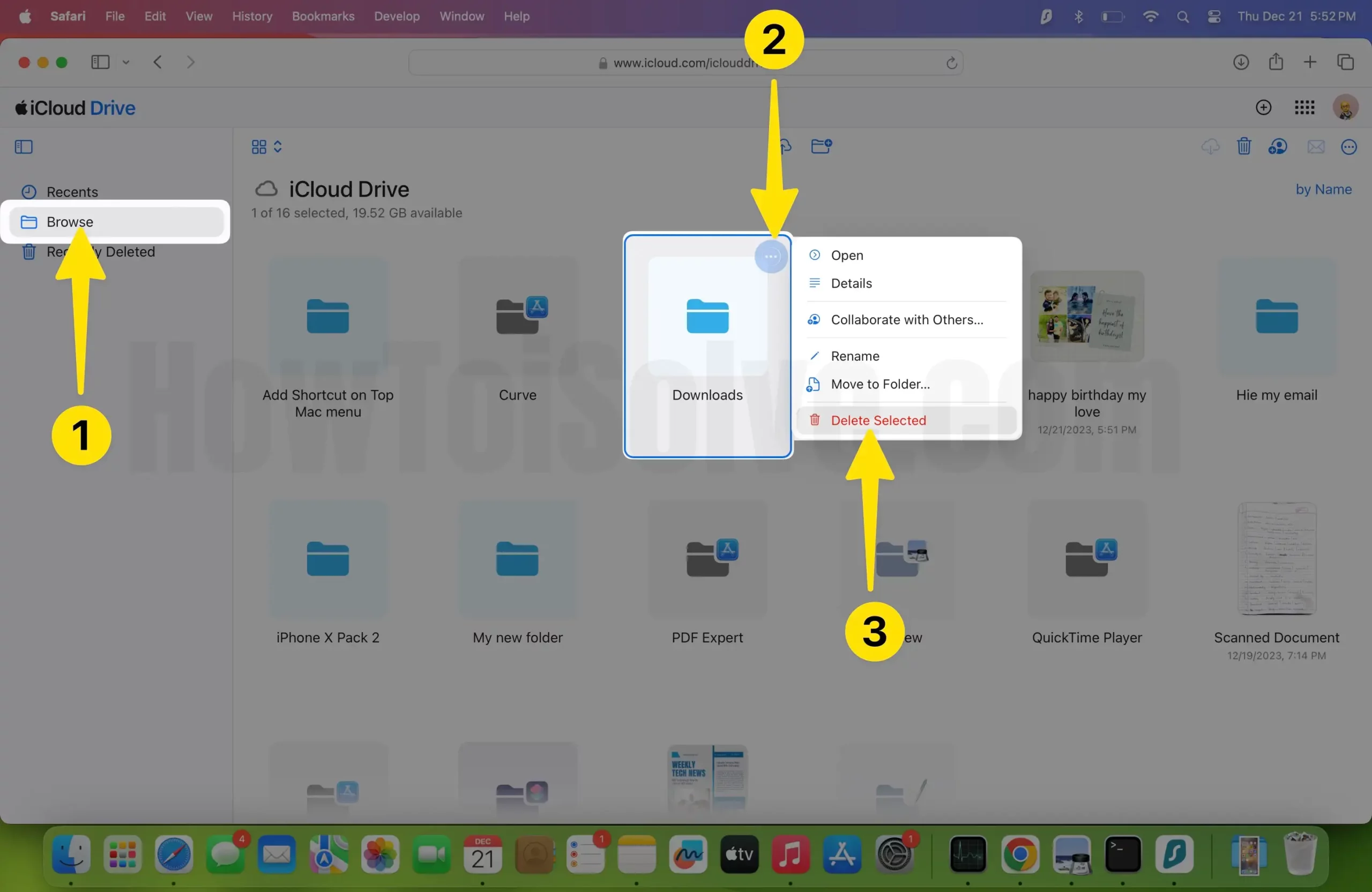 click browse then three icon and delete selected on mac