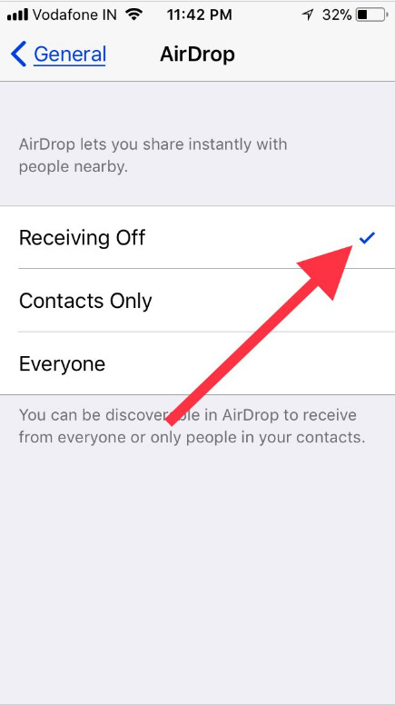 Choose Contacts only or Evereyone to share file instantly between iOS and macOS device