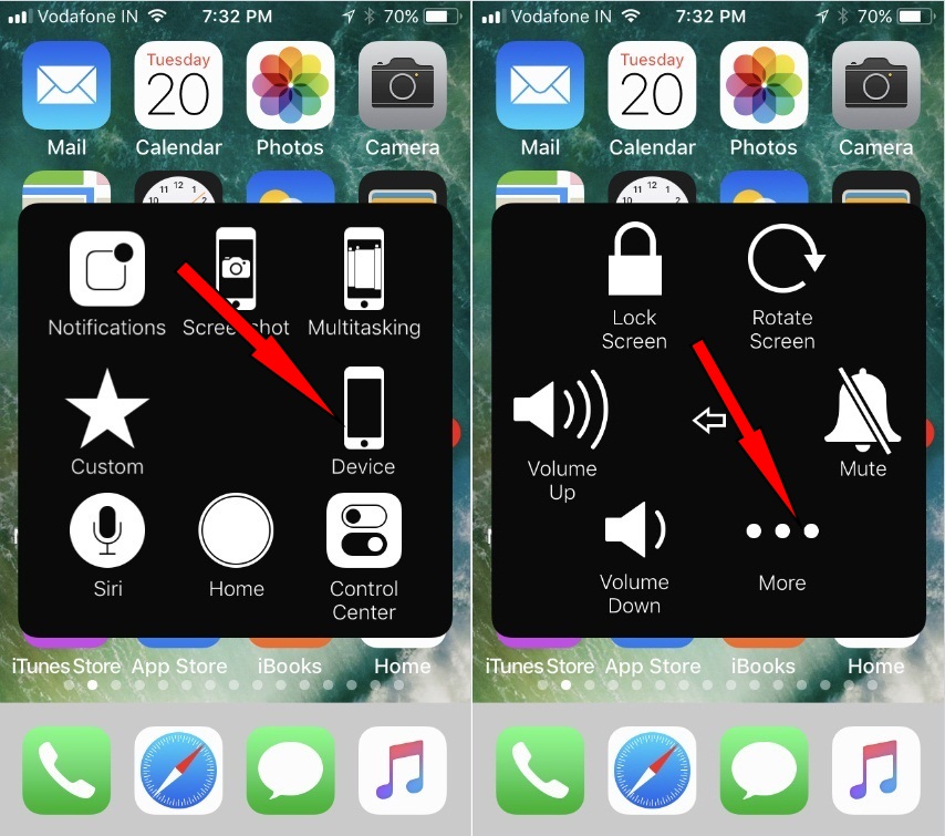 Tap on Assistive Touch on Home screen and tap on More