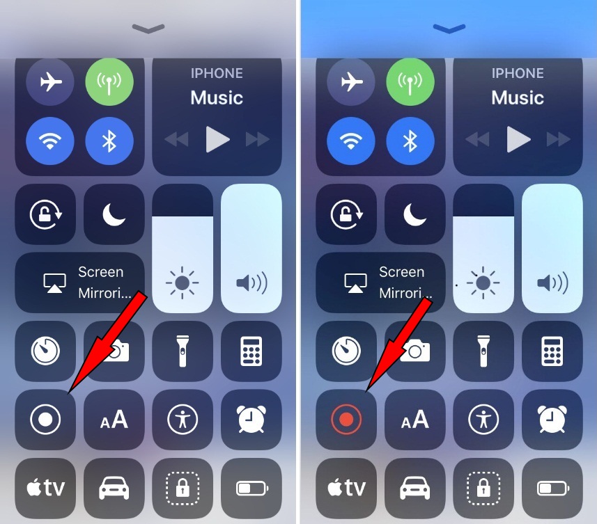 Screen Recording on iPhone iPad iOS 11 or later using Control Center