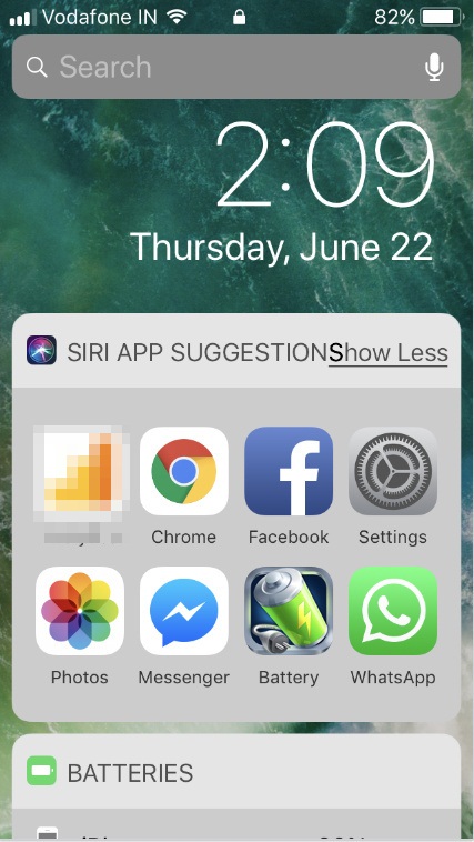 Siri App Suggestions on iPhone iOS 11 lock screen
