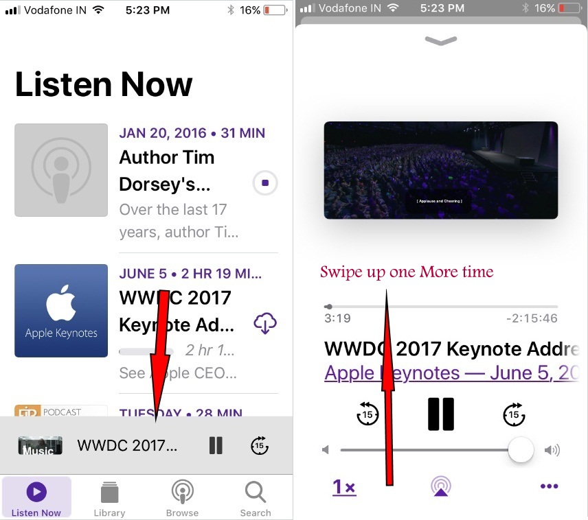 iOS 11 new Podcast App to change or Sleep timer when playing episode on iPhone