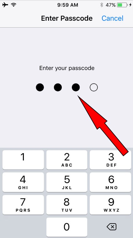 Enter Passcode to Enter turn off CC on locked screen settings