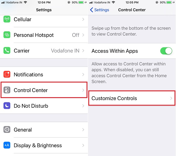 1 Customize Controls in Control Center on iOS 11 iPhone and iPad