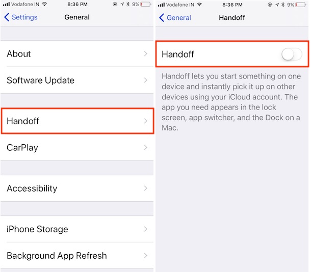 12 Disable Handoff on iPhone and iPad