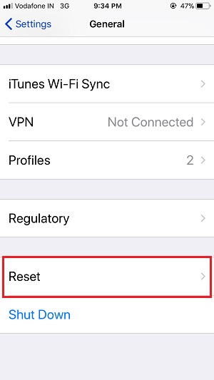2 Reset iOS 11 Settings on iPhone or iPad