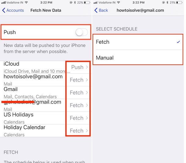 3 Option for set Push or Fetch in Mail Account