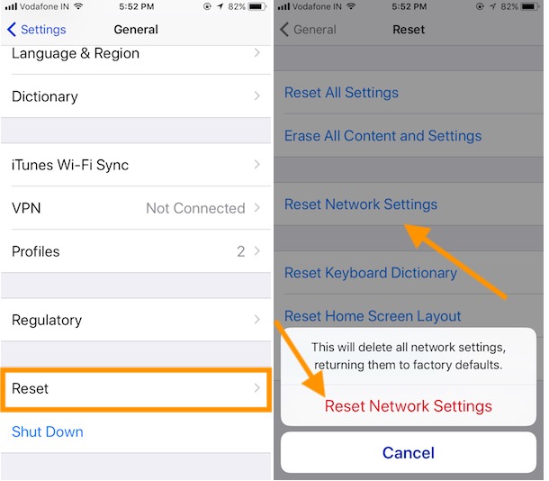 3 Reset network settings on iPhone