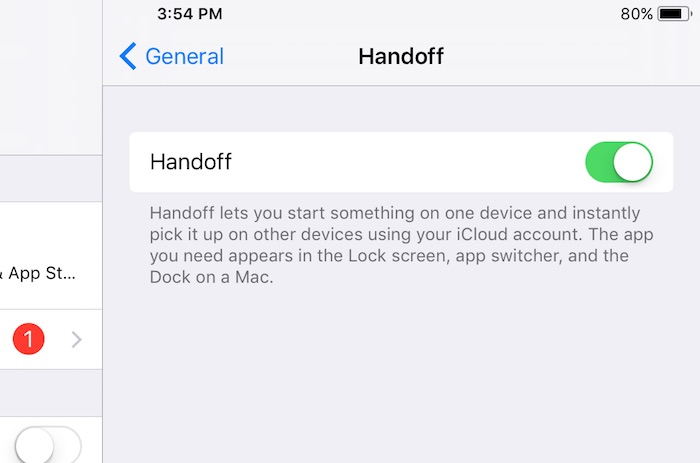 4 Enable handoff on iPad for use Mac app on iPad dock