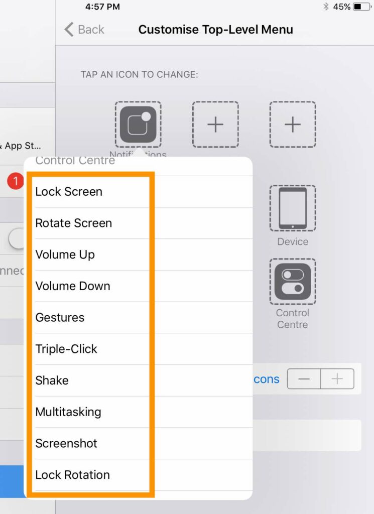 4 Options for Add new Shortcut in Assistive Touch