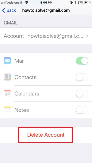 6 Delete Account from Mail in Settings app on iOS 11