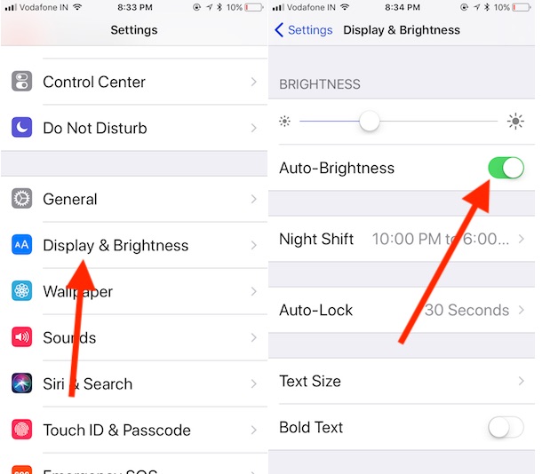 9 Enable Auto Brightness on iOS 11 from iPhone and iPad