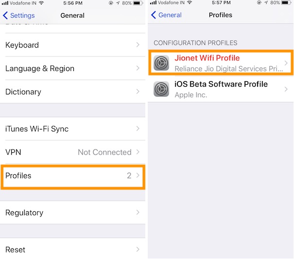 9 Remove profile from iPhone settings