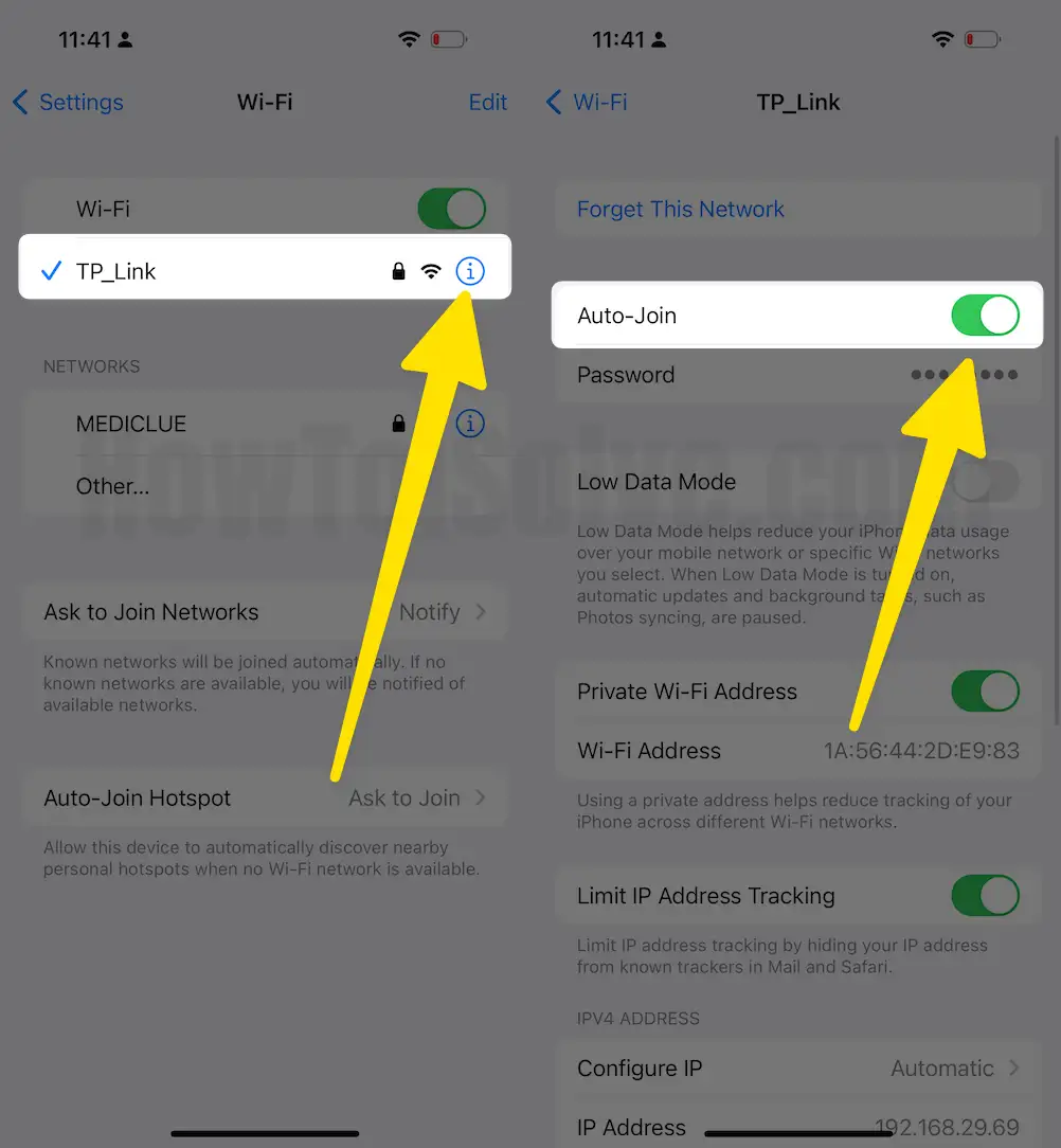 Enable Auto Join WiFi on iPhone