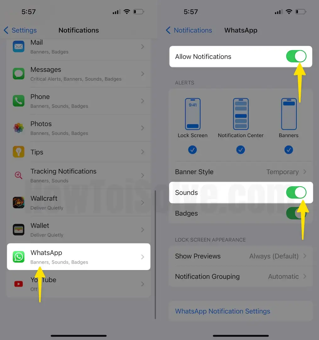 Enable Notifications for Selected app on iPhone