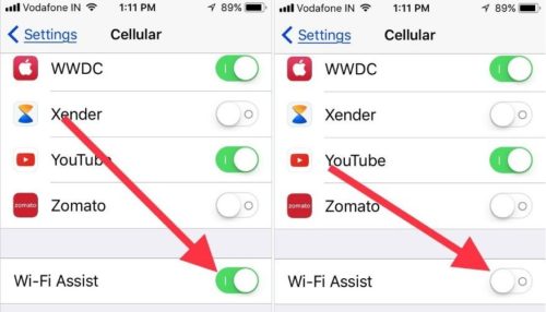 Enable disable Wi-Fi Assist on iPhone iPad in iOS 11 or later