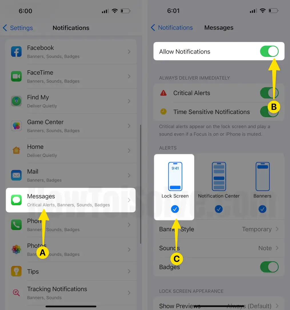 Show Messages Notifications on Lock screen