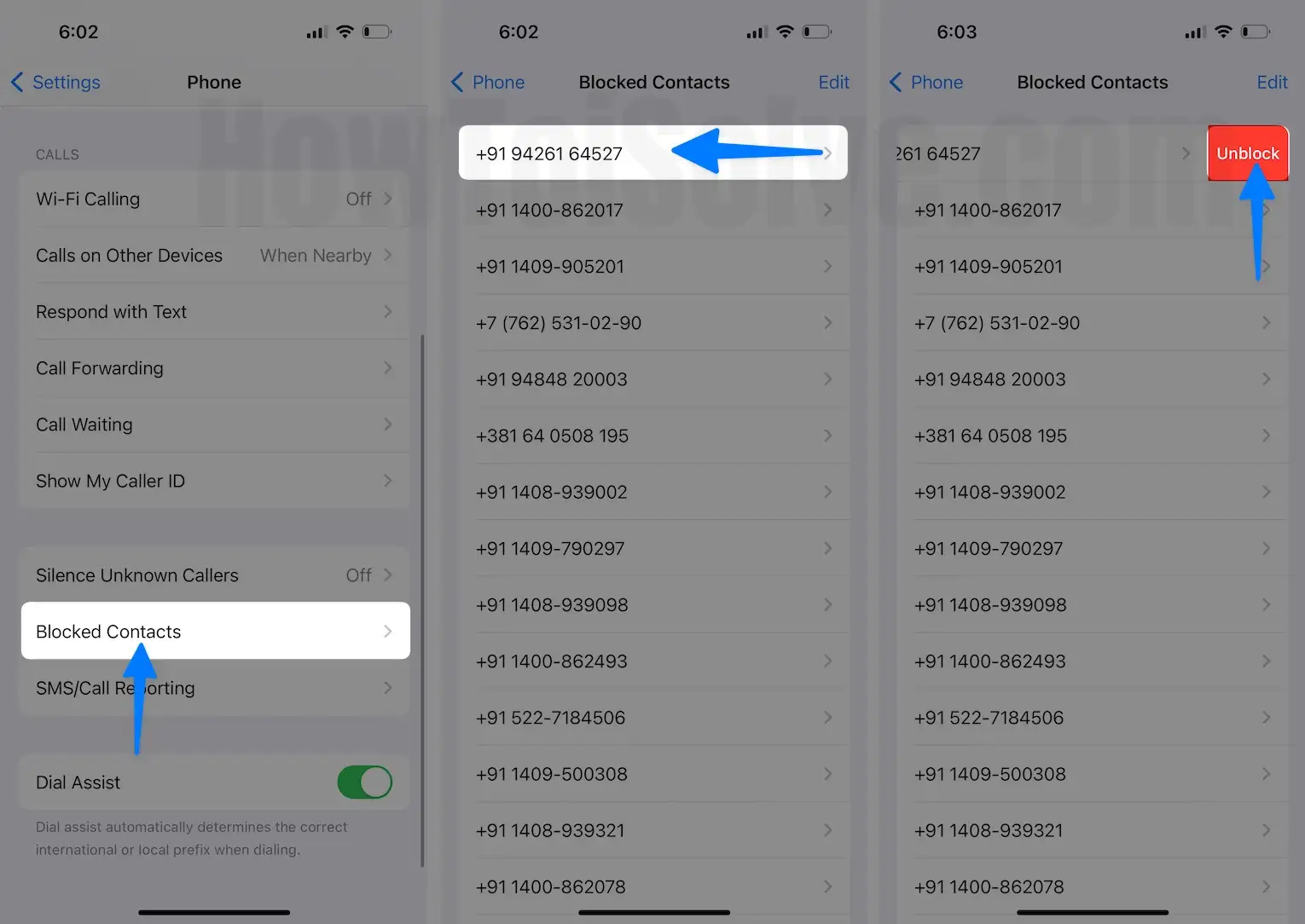 Unblock Contact for Messages on iPhone