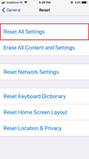 4 Reset All the Settings on iPhone