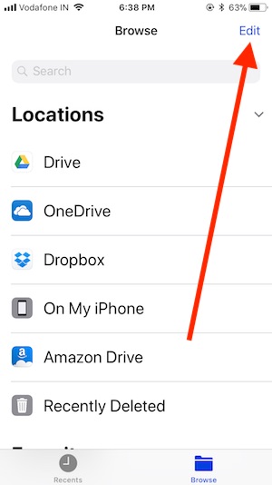 5 Edit locations in Files app in iOS 11