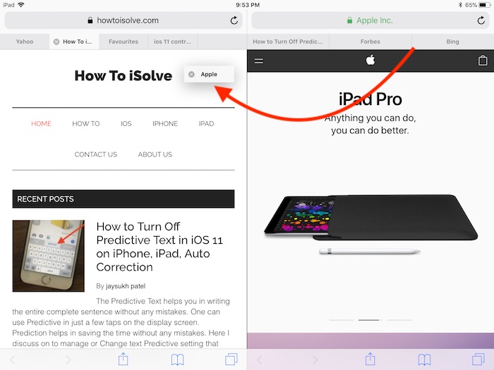 6 Move Tab between Safari split screen on iPad