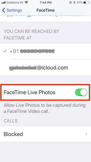 7 Enable FaceTime live photo on iPhone