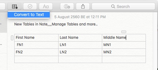 7 Table convert in to Text on MacOS High Sierra