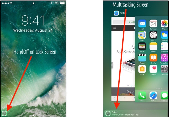 9 HandOff Access on iPhone lock screen or Multitasking screen