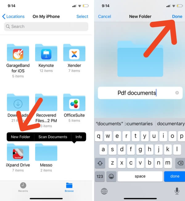 Create a New Folder on Files app on iPhone and iPad